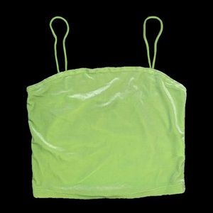 Neon Green Velvet Tank Crop Top